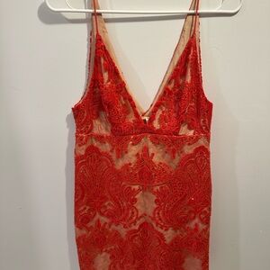 Free People Vibrant Red Lace Chemise